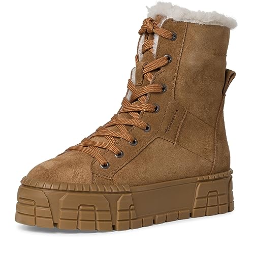 Tamaris Damen Schnürstiefel Leder Winter gefüttert; BROWN/braun; 38 EU von Tamaris