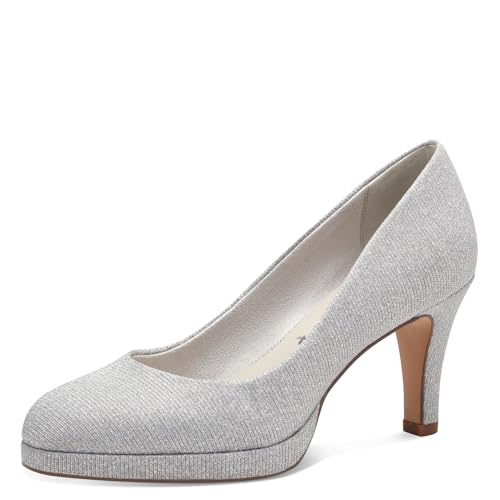 Tamaris Damen 1-22402-42 Pumps, Silver Glam, 42 EU von Tamaris