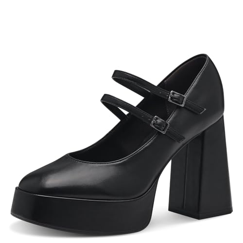 Tamaris Damen Pumps mit Riemchen Vegan Blockabsatz; BLACK MATT/schwarz; 36 von Tamaris