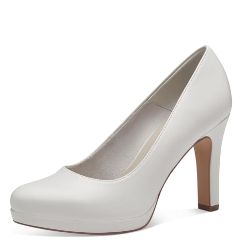 Tamaris Damen Pumps Vegan Blockabsatz; WHITE MATT/weiß; 41 von Tamaris