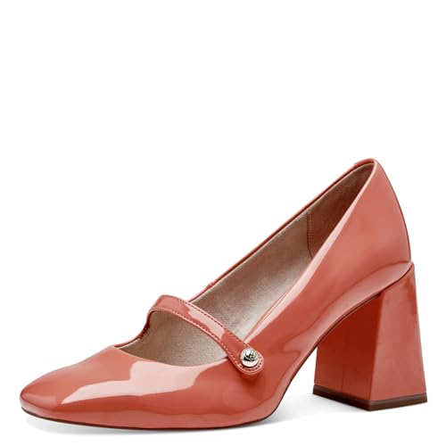 Tamaris Damen Pumps mit Riemchen Vegan Blockabsatz; ORANGE/orange; 39 von Tamaris