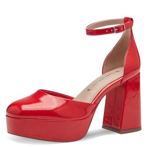 Tamaris Damen Pumps mit Riemchen Vegan Blockabsatz; RED/rot; 41 von Tamaris