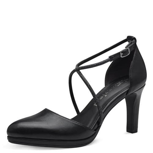 Tamaris Damen Pumps mit Riemchen Vegan Blockabsatz; BLACK/schwarz; 39 von Tamaris