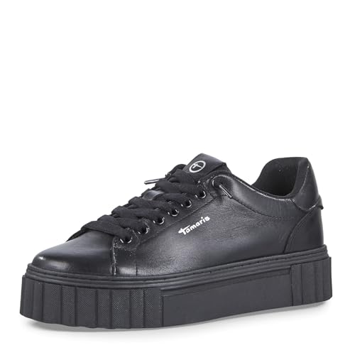 Tamaris Damen Sneaker Leder bequem; Black, EU 42 von Tamaris