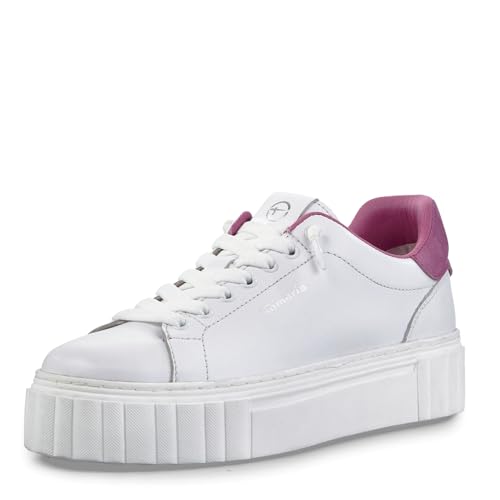 Tamaris Damen Sneaker Leder bequem; White/PINK, EU 37 Tamaris Damen Sneaker Leder bequem; White/PINK, EU 37 von Tamaris