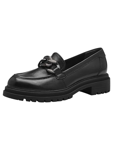Tamaris Damen Slipper Leder bequem; Black Leather, EU 37 von Tamaris