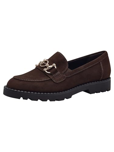 Tamaris Damen Slipper Leder bequem; Mocca Suede, EU 37 von Tamaris