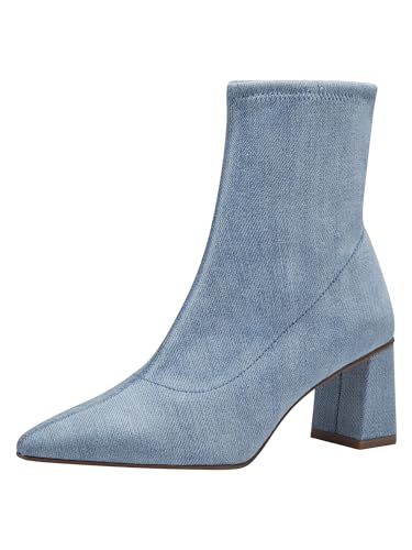 Tamaris Damen Boots mit Absatz Textil Vegan Blockabsatz; DENIM/blau; 37 von Tamaris