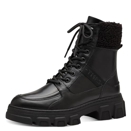 Tamaris Damen Schnürstiefel Materialmix aus Leder, Textil und Synthetik Winter gefüttert; BLACK UNI/schwarz; 37 EU von Tamaris