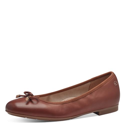 Tamaris COMFORT Damen Ballerinas aus Leder mit Schleife, Braun (Cognac), 37 EU von Tamaris