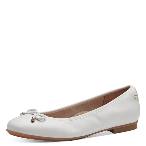 Tamaris COMFORT Damen Ballerinas aus Leder mit Schleife, Weiß (White), 41 EU von Tamaris
