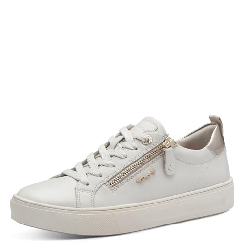 Tamaris COMFORT Damen Sneaker flach aus Leder mit Reißverschluss, Cremefarben (Offwhite Nappa), 37 EU von Tamaris