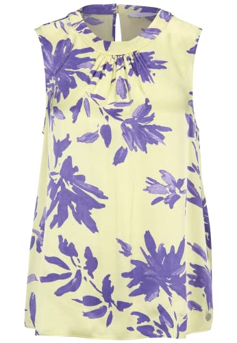 Tamaris Damen AOP Gewebtes Rundhalsausschnitt Top AVEIRO Gelb 34 von Tamaris