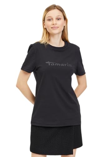 Tamaris Damen Aalen T-Shirt, Black Beauty, Small EU von Tamaris