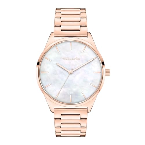 Tamaris Damenuhr - Große, Sportlich-Elegante Armbanduhr 38mm, Band aus Edelstahl, Zirkoniasteine, MOP/Perlmutt, Silber, Rold, Roségold, 3 ATM Wasserdicht von Tamaris