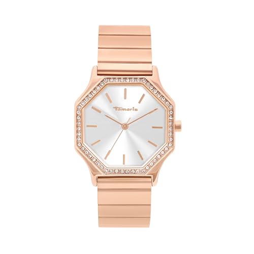 Tamaris Damenuhr, Elegante Damen Armbanduhr mit Zirkoniasteinen und selbstkürzbarem Metallband, 3ATM Wasserdicht von Tamaris