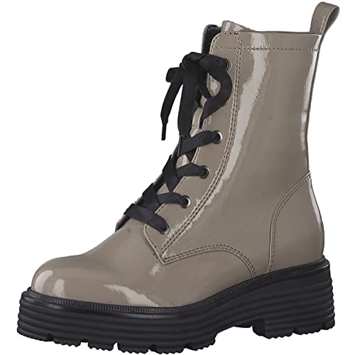 Tamaris Damen Ankle Boots, Frauen Stiefeletten,TOUCHit-Fußbett,Bootee,Booties,halbstiefel,Kurzstiefel,uebergangsschuhe,Taupe PATENT,41 EU von Tamaris