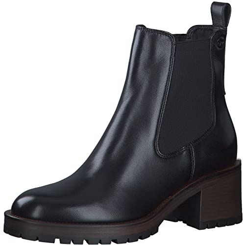 Tamaris Damen Ankle Boots, Frauen Stiefeletten,TOUCHit-Fußbett,uebergangsschuhe,uebergangsstiefel,flach,Boots,Stiefel,Black Leather,39 EU von Tamaris