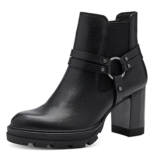 Tamaris Damen Ankle Boots, Frauen Stiefeletten,TOUCHit-Fußbett,uebergangsschuhe,uebergangsstiefel,knöchelhoch,Boots,Black Leather,40 EU von Tamaris