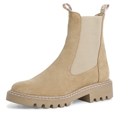 Tamaris Damen Ankle Boots, Frauen Stiefeletten,Wechselfußbett,flach,Boots,Stiefel,Bootee,Booties,halbstiefel,Kurzstiefel,BEIGE Suede,40 EU von Tamaris