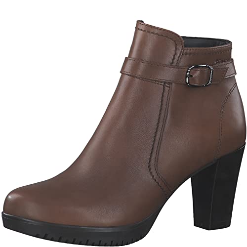 Tamaris Damen Ankle Boots, Frauen Stiefeletten,uebergangsschuhe,uebergangsstiefel,knöchelhoch,reißverschluss,boots,stiefel,COGNAC,40 EU von Tamaris