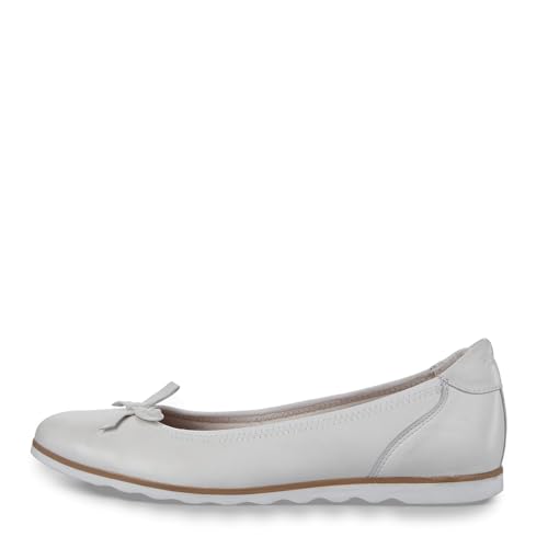 Tamaris Damen Ballerina-1-22128-42 Ballerinas, White Leather, 39 EU von Tamaris