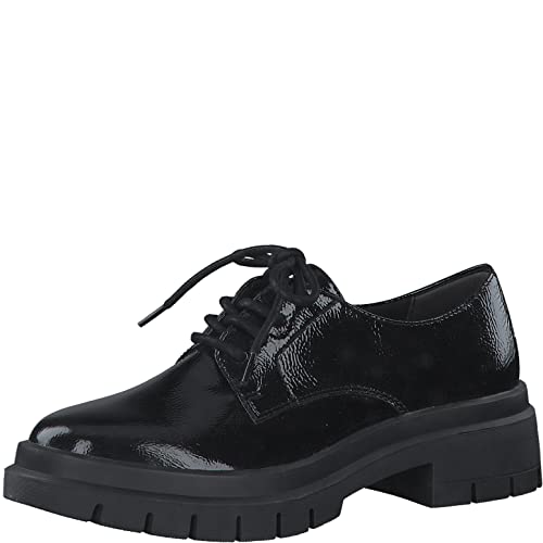 Tamaris Damen Bequemschuhe, Frauen Schnürschuhe,Comfort Lining,TOUCHit-Fußbett,lace-up Shoes,Low-tie,Komfortschuhe,Black PATENT,39 EU von Tamaris