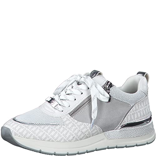 Tamaris Damen Bequemschuhe, Frauen Schnürschuhe,Wechselfußbett,schnürschuhe,bequem,Schnuerschuhe,Schnuerer,Schnuerung,White/LT.Grey,40 EU von Tamaris