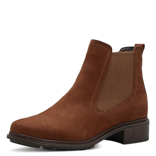 Tamaris Damen Chelsea Boots Leder Blockabsatz; MAROON/braun; 36 EU von Tamaris