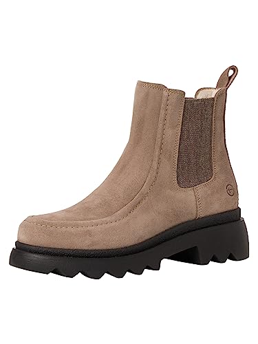 Tamaris Damen Chelsea Boots Leder Blockabsatz; TAUPE/beige; 40 EU von Tamaris