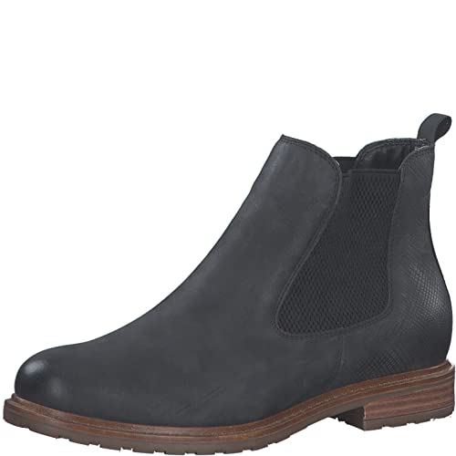 Tamaris Damen Chelsea Boots, Frauen Stiefeletten,Bootee,Booties,halbstiefel,Kurzstiefel,uebergangsschuhe,Black/Struct.,36 EU von Tamaris