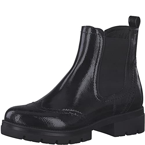 Tamaris Damen Chelsea Boots, Frauen Stiefeletten,TOUCHit-Fußbett,Bootee,Booties,halbstiefel,Kurzstiefel,uebergangsschuhe,Black PATENT,39 EU von Tamaris