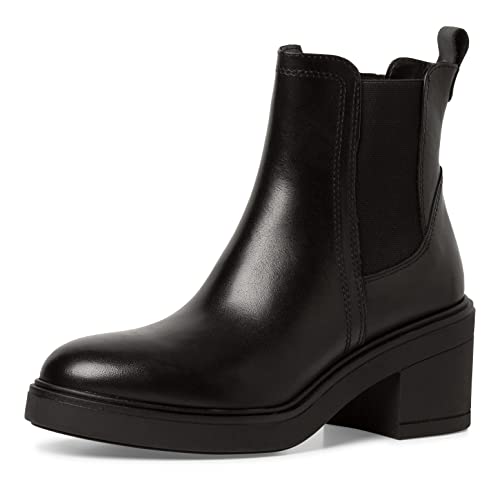 Tamaris Damen Chelsea Boots, Frauen Stiefeletten,TOUCHit-Fußbett,Kurzstiefel,uebergangsschuhe,uebergangsstiefel,Schlupfstiefel,Black,37 EU von Tamaris