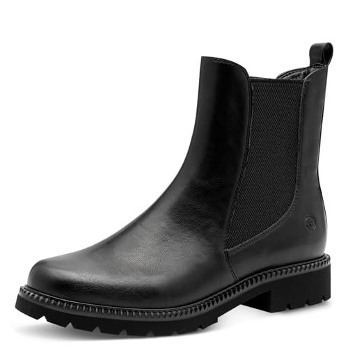 Tamaris Damen Chelsea Boots, Frauen Stiefeletten,TOUCHit-Fußbett,Kurzstiefel,uebergangsschuhe,uebergangsstiefel,Schlupfstiefel,Black,37 EU von Tamaris