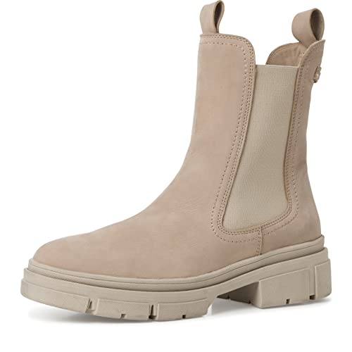 Tamaris Damen Chelsea Boots, Frauen Stiefeletten,TOUCHit-Fußbett,Schlupfstiefel,flach,Boots,Stiefel,Bootee,Booties,Taupe NUB. Uni,37 EU von Tamaris