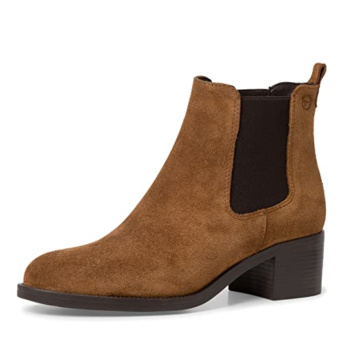 Tamaris Damen Chelsea Boots, Frauen Stiefeletten,TOUCHit-Fußbett,Bootee,Booties,halbstiefel,Kurzstiefel,uebergangsschuhe,Cognac Suede,37 EU von Tamaris