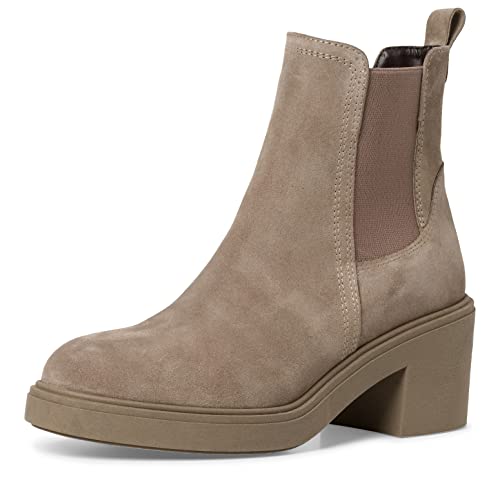 Tamaris Damen Chelsea Boots, Frauen Stiefeletten,TOUCHit-Fußbett,bootee,booties,halbstiefel,kurzstiefel,uebergangsschuhe,TAUPE SUEDE,37 EU von Tamaris