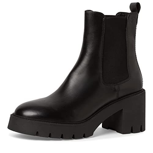 Tamaris Damen Chelsea Boots, Frauen Stiefeletten,TOUCHit-Fußbett,halbstiefel,Kurzstiefel,uebergangsschuhe,Black Leather,37 EU von Tamaris