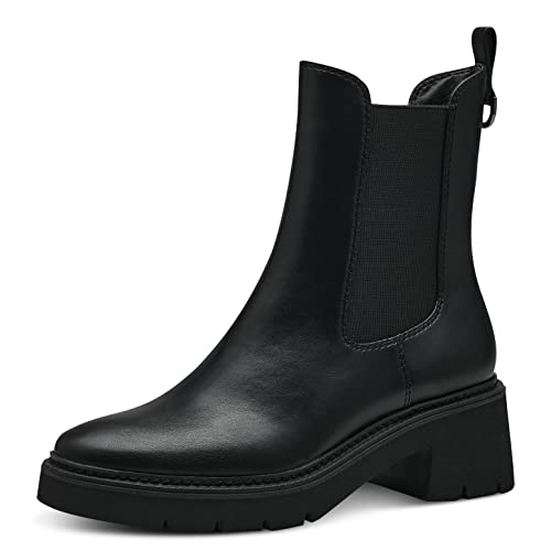 Tamaris Damen Chelsea Boots, Frauen Stiefeletten,TOUCHit-Fußbett,Kurzstiefel,uebergangsschuhe,uebergangsstiefel,Schlupfstiefel,Black,37 EU von Tamaris