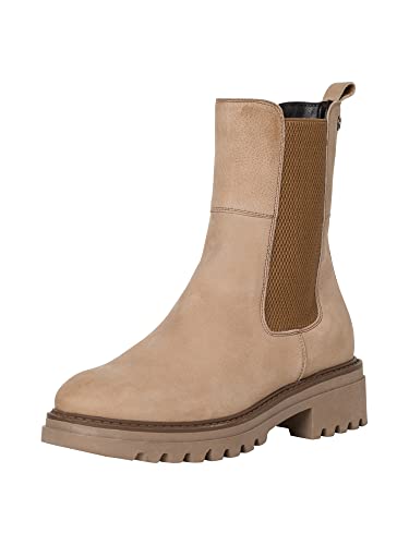 Tamaris Damen Chelsea Boots, Frauen Stiefeletten,TOUCHit-Fußbett,uebergangsschuhe,uebergangsstiefel,Schlupfstiefel,flach,Taupe NUBUC,42 EU von Tamaris