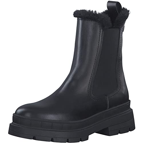 Tamaris Damen Chelsea Boots, Frauen Stiefeletten,TOUCHit-Fußbett,warm gefüttert,Schlupfstiefel,Winterstiefeletten,Boots,Black Leather,40 EU von Tamaris