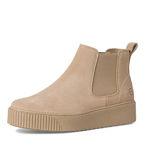 Tamaris Damen Chelsea Boots, Frauen Stiefeletten,Wechselfußbett,Comfort Lining,uebergangsschuhe,uebergangsstiefel,Schlupfstiefel,BEIGE,40 EU von Tamaris