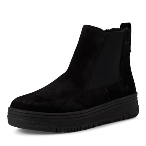 Tamaris Damen Chelsea Boots, Frauen Stiefeletten,Wechselfußbett,Comfort Lining,uebergangsstiefel,Schlupfstiefel,flach,Boots,Black,38 EU von Tamaris