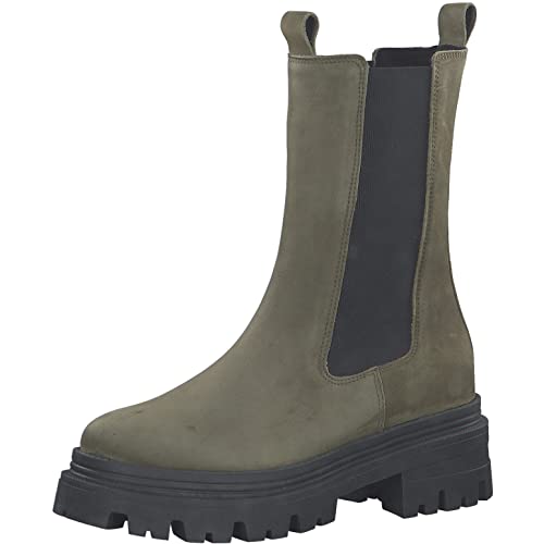 Tamaris Damen Chelsea Boots, Frauen Stiefeletten,Wechselfußbett,Comfort Lining,uebergangsstiefel,Schlupfstiefel,flach,Boots,Olive,41 EU von Tamaris