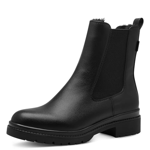 Tamaris Damen Chelsea Boots, Frauen Stiefeletten,Wechselfußbett,DUOtex,TOUCHit-Fußbett,wasserabweisend,uebergangsschuhe,Black,40 EU von Tamaris