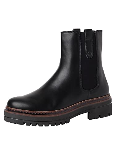 Tamaris Damen Chelsea Boots, Frauen Stiefeletten,Wechselfußbett,Schlupfstiefel,flach,Boots,Stiefel,Bootee,Booties,Black MATT,40 EU von Tamaris