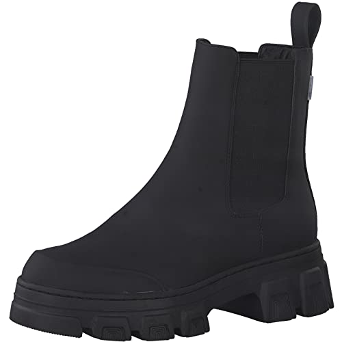 Tamaris Damen Chelsea Boots, Frauen Stiefeletten,Wechselfußbett,Schlupfstiefel,flach,Boots,Stiefel,Bootee,Booties,Black Uni,38 EU von Tamaris