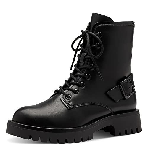 Tamaris Damen Combat Boots, Frauen Stiefeletten,TOUCHit-Fußbett,Kurzstiefel,uebergangsschuhe,uebergangsstiefel,schnürstiefel,Black,37 EU von Tamaris