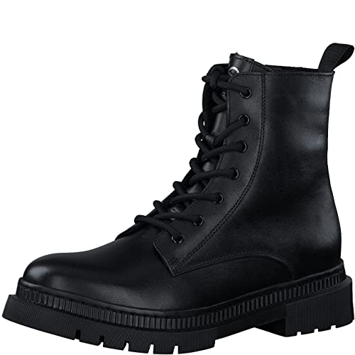 Tamaris Damen Combat Boots, Frauen Stiefeletten,Wechselfußbett,warm gefüttert,halbstiefel,Kurzstiefel,uebergangsschuhe,Black,38 EU von Tamaris