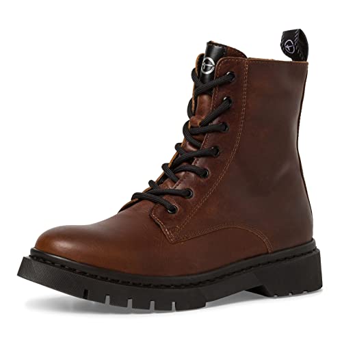 Tamaris Damen Combat Boots, Frauen Stiefeletten,Wechselfußbett,warm gefüttert,uebergangsschuhe,uebergangsstiefel,schnürstiefel,BROWN,40 EU von Tamaris